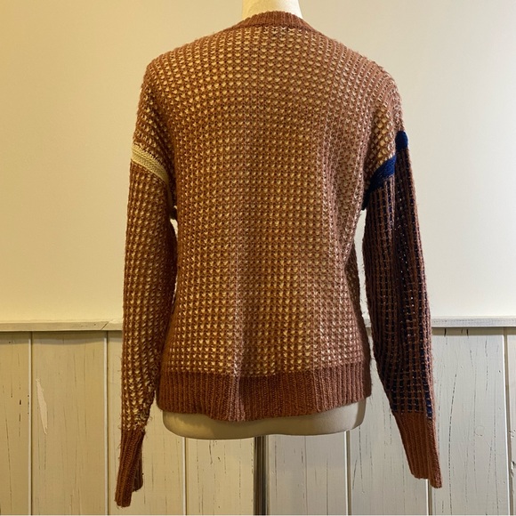 Splendid Small Caramel Tight Knit Colorblock Sweater - Picture 2 of 8